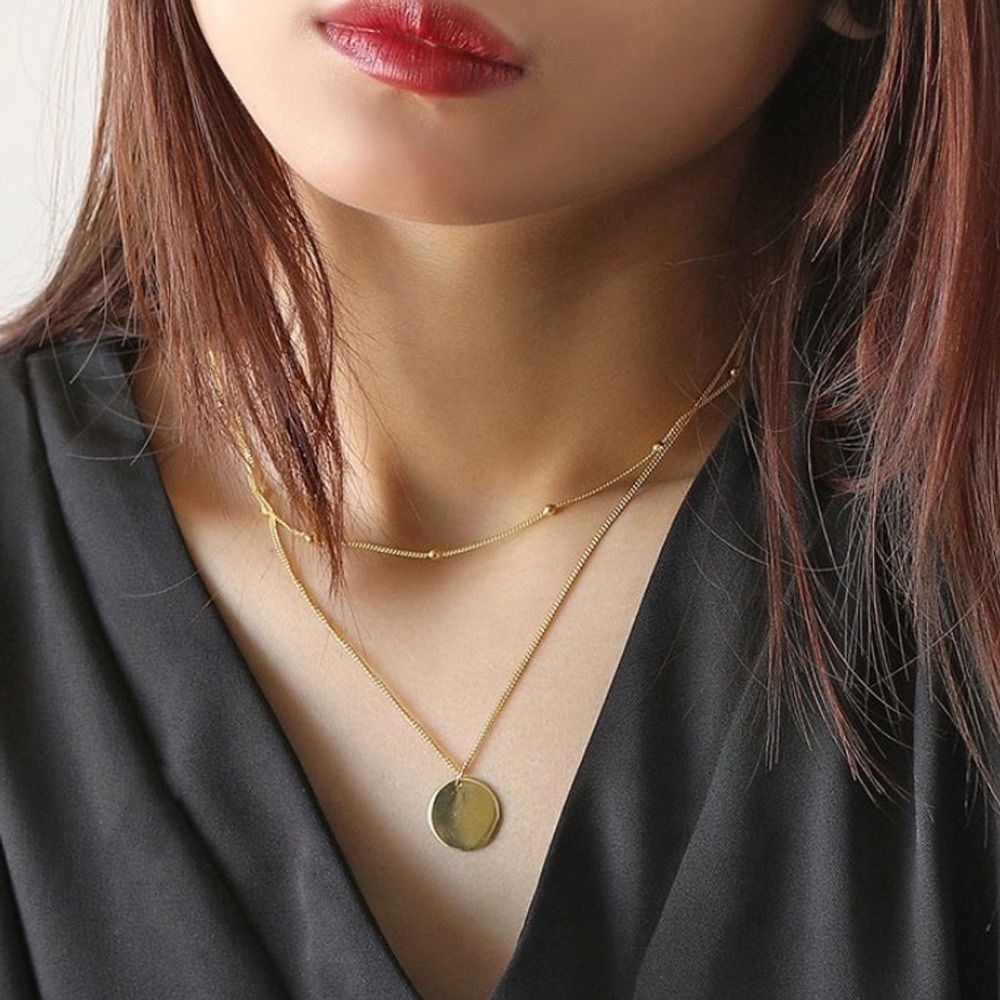 Layered Coin Necklace | Yellow Gold Plated Sterling Silver